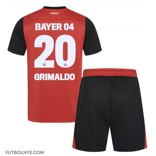 Camiseta Bayer Leverkusen Alejandro Grimaldo #20 Primera Equipación para niños 2024-25 manga corta (+ pantalones cortos)